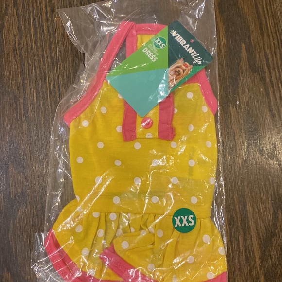 NWT Vibrant Life Dog Dress, Yellow Pink Polka Dot, XXSmall under 10 pounds - Picture 5 of 6